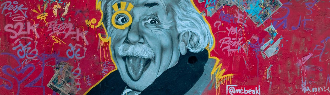 lustiges Wandbild von Einstein mit rausgestreckter Zunge