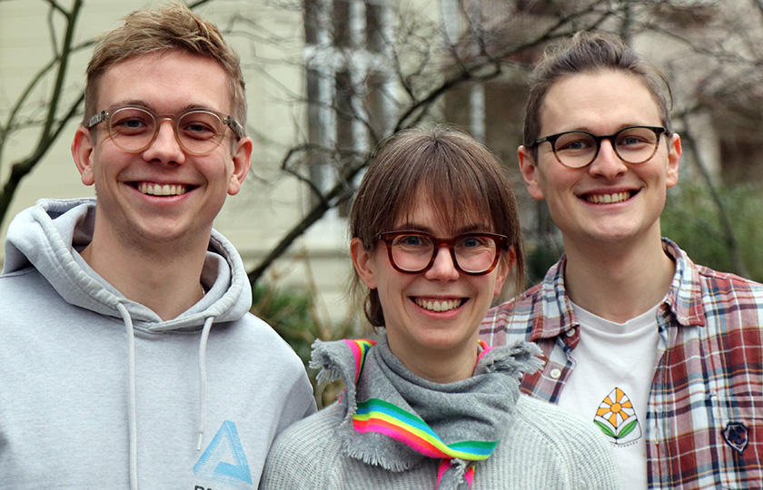 Gruppenbild von Moritz Wiechert, Antonia Eichenauer und Jonah Wermter