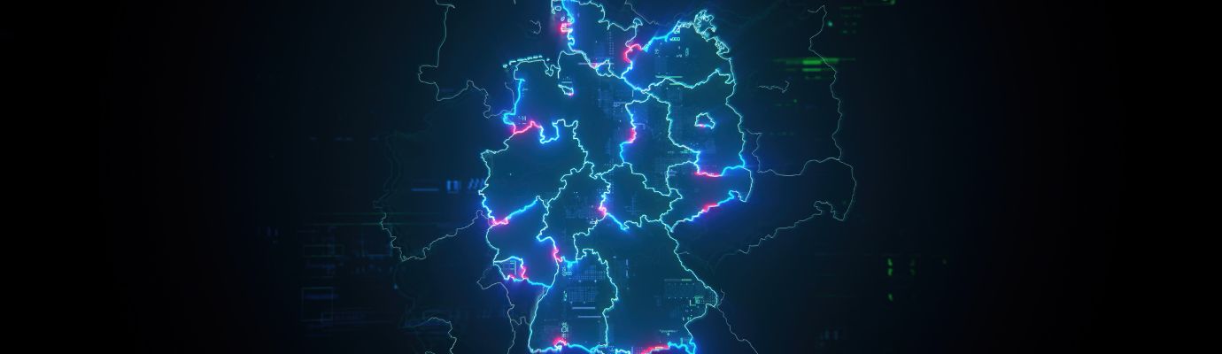 Map of Germany on dark digital background