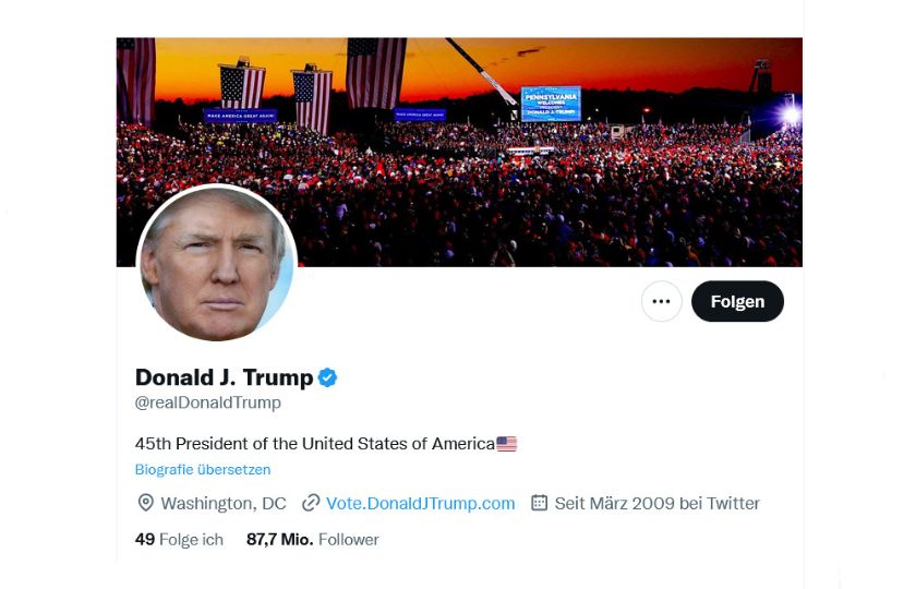 Vorschau Twitter Account Donald Trump