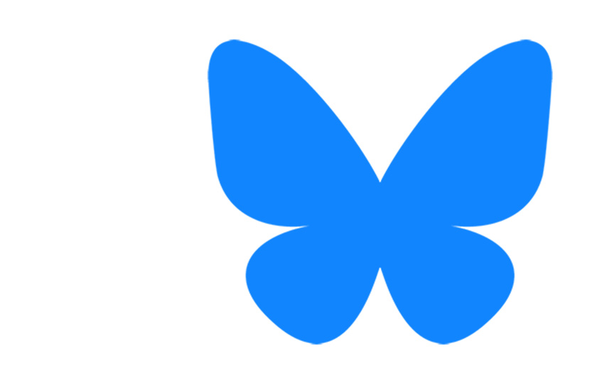 Logo der Plattform Bluesky: ein stilisierter blauer Schmetterling auf weißem Grund